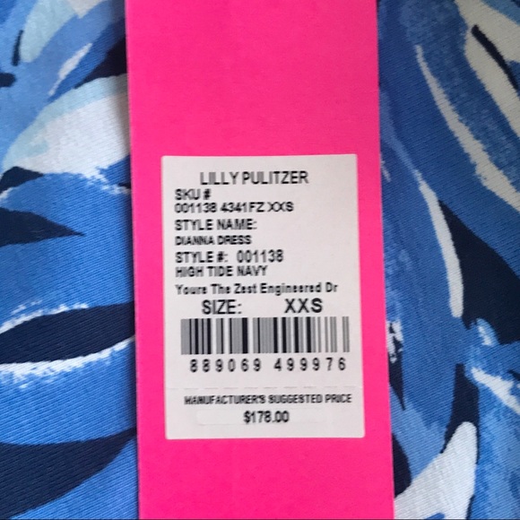 Lilly Pulitzer Dianna Dress in Navy, NWT, size XXS - Picture 7 of 9